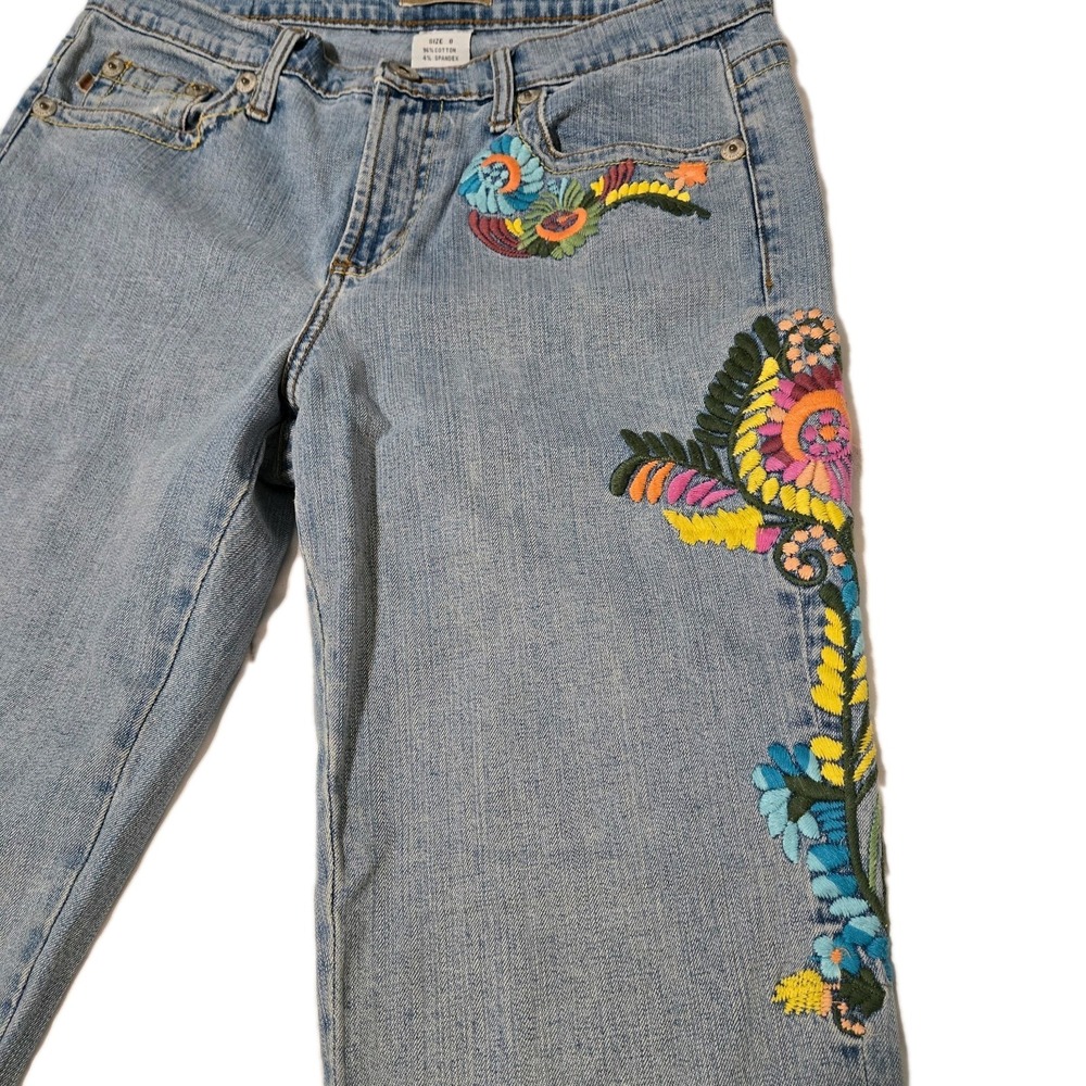 VTG Y2K Z Cavaricci Woman's Sz 8 Light Wash Elaborate Embroidered Jeans - Picture 3 of 11